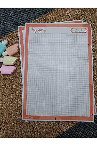 Milyoncu Sepeti Cream Patterned Checkered Notebook-Notepad-Block A4