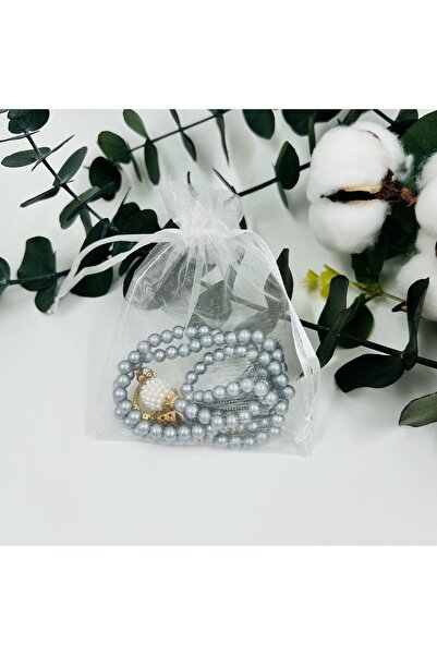 10 Pieces of Grey Gift Tulle SACRED Pearl Rosary (Mawlid-hajj-umrah-sunnah)