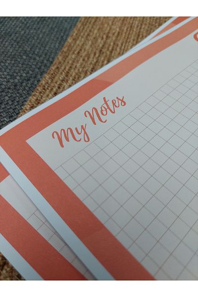 Milyoncu Sepeti Cream Patterned Checkered Notebook-Notepad-Block A4