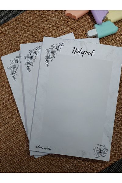Milyoncu Sepeti Marble and Flower Pattern Unlined Notebook-Notepad-Memo Pad A5