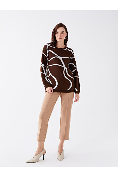 LC Waikiki Mintás, hosszú ujjú, nyakú női kötöttáru pulóver