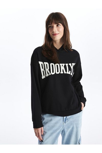 LC Waikiki Long Sleeve Printed Oversize Women's Hoodie