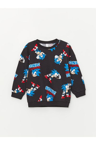 LC Waikiki Chlapecká mikina s dlouhým rukávem Crew Neck Sonic The Hedgehoc Printed