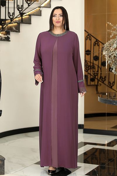 Central Of Moda Plus Size Hijab Evening Dress