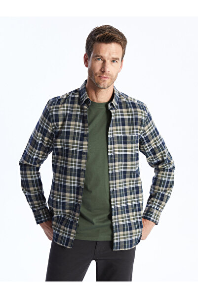 LC Waikiki Ανδρικό πουκάμισο Gabardine με καρό σχέδιο μακρυμάνικο - κανονική εφαρμογή