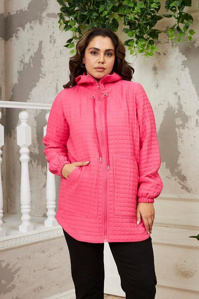 RMG Kapitone Plus Size Fuchsia Jacket