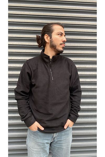 nacar çarşı UNISEX Anti-pilling Non-pilling Standard Fit Stand Collar HALF ZIPPER Cold-Proof SWEAT Fleece