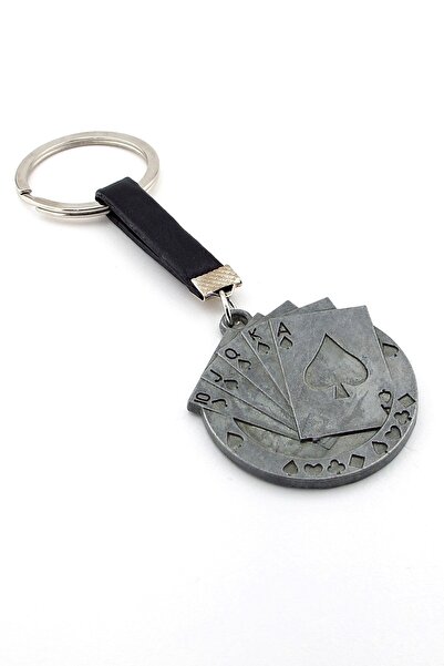 Solfera Royal Flush Maça Poker Casino Antrasit Metal Anahtarlık KC073