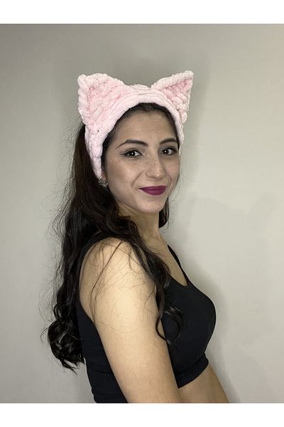 AidaAstrid Puffy Knitted Winter Beanie Bandana with Cat and Bear Ears