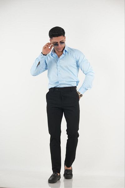 ASWEL 100% COTTON POLYESTER LYCRA SLIM FIT CLASSIC SATIN SHIRT ASWSTGM101