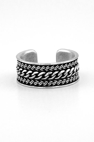 Solfera Mesh Chain Patterned Brass Adjustable Men's Ring RG050