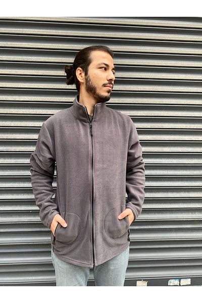 nacar çarşı UNISEX Polar Cold-Resistant Standard-fit Pocket-Free Men's Fleece Cardigan