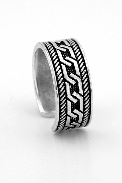 Solfera Chain Rope Pattern Brass Adjustable Men's Ring RG052