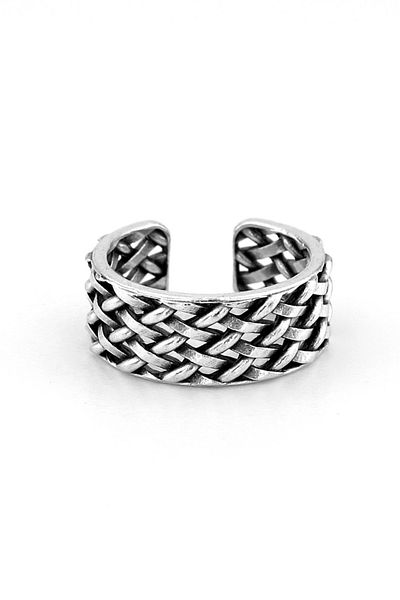 Solfera Men's Ring - Straw, Sparse Weave Pattern, Brass Adjustable, RG042