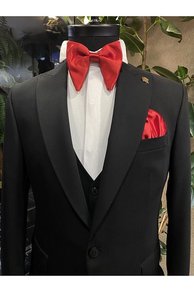 Quesste Accessory Men's Red Bow Tie Handkerchief