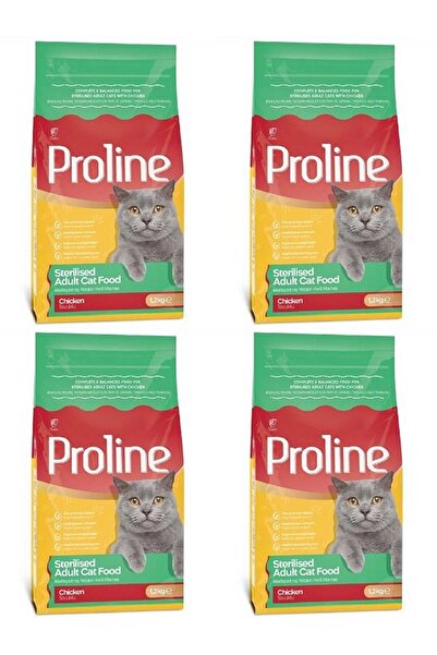 Pro Line Kısırlaştırılmış Tavuklu Yetişkin Kedi Maması 1200 gr X 4 Paket (Yen...