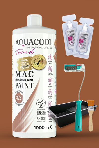 Aquacool Trend Akrilik Hobi Boyama Seti 1000 ml, 2 Adet Katalizör, Kadife Rul...
