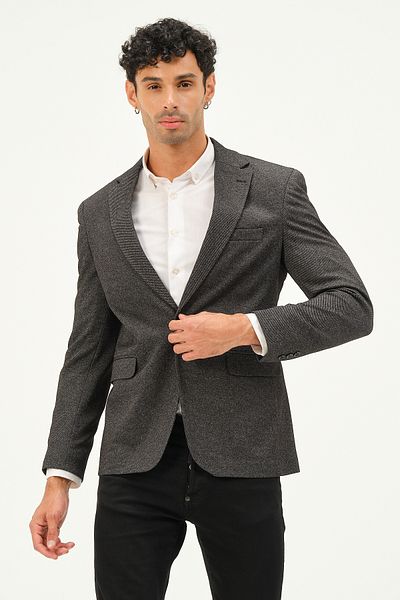 VALUE Γκρι Slim Fit Ανδρικό Κλασικό Κομψό Μπουφάν Blazer