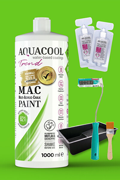 Aquacool Trend Akrilik Hobi Boyama Seti 1000 ml, 2 Adet Katalizör, Kadife Rul...