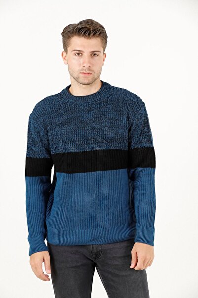 F&K Мъжки пуловер с висока яка