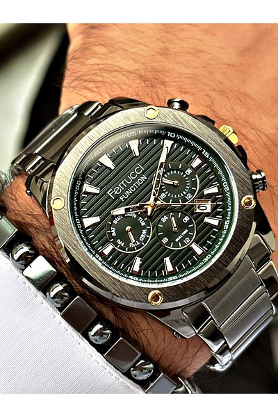 Ferrucci Smoke Color Sports Model Steel Cord Men's Wrist Watch + BRACELET GIFT