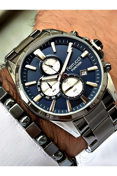 Ferrucci Smoke Color Functions Active Sports Men's Wrist Watch + WRISTBAND GIFT