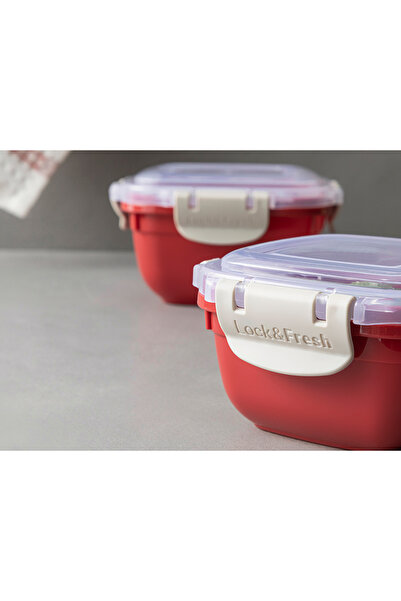 English Home Master Lock Plastic 2-Pack Storage Container 275 + 500 Ml Red