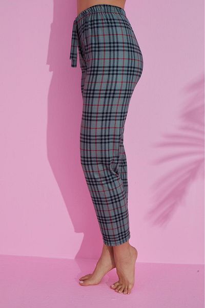 Farya Home Catifea din piele întoarsă din bumbac - Pantaloni de pijama de vis cu model in carouri