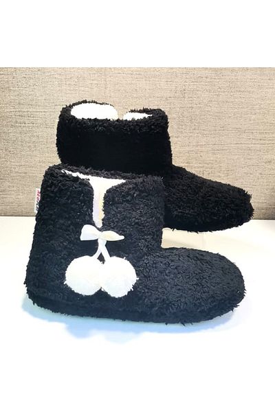 Chirpy Red Play B001 Women's Plush Home Boots Black