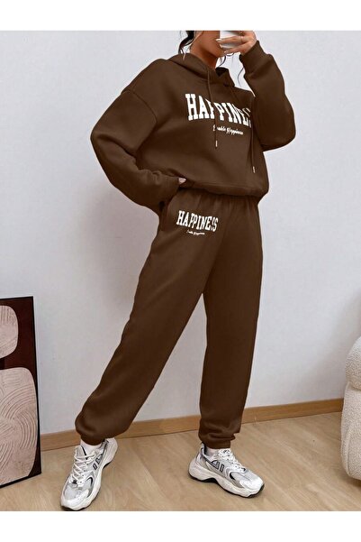 MOONBULL Σετ γυναικεία αθλητική φόρμα με κουκούλα με στάμπα