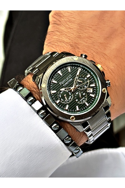 Ferrucci Smoke Color Sports Model Steel Cord Men's Wrist Watch + BRACELET GIFT