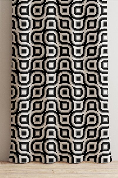 AYSHOME Ays Home Geometric Pattern Black and White Background Curtain.
