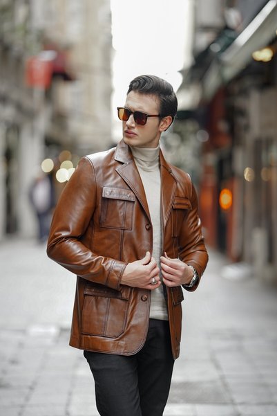 CE-YIL DERİ ÜRÜNLERİ MEN'S GENUINE LEATHER COAT
