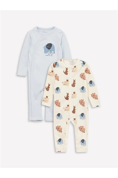 LC Waikiki LCW baby Crew Neck Long Sleeve Baby Boy Jumpsuit 2-pack