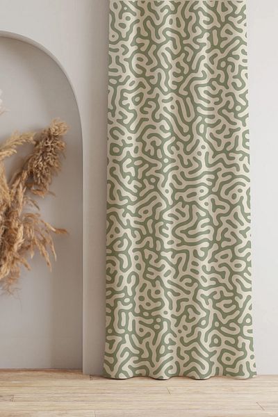 AYSHOME Cortina de fundal cu model de coral verde Ays Home
