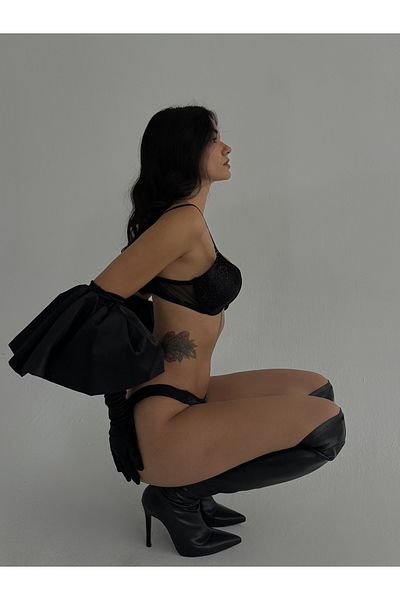 Donna Liberta Σετ σουτιέν Eros Velvet Glitter Μαύρο Underwire Soft Texture 645 Σετ Eros Velvet Sparkling