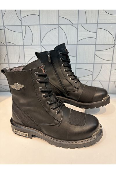 Anıl Ayakkabı Cizme lungi cu fermoar și șireturi pentru bărbați Scoot Cizme sport zilnice Harley
