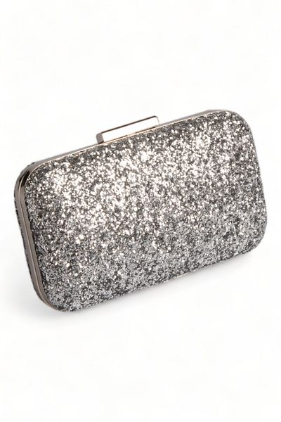 Biçanta Ασημί Lame Grey Χρώμα Sequin Sequin Τσάντα βραδινή τσάντα βραδινό φόρεμα Τσάντα Portfolio Clutch