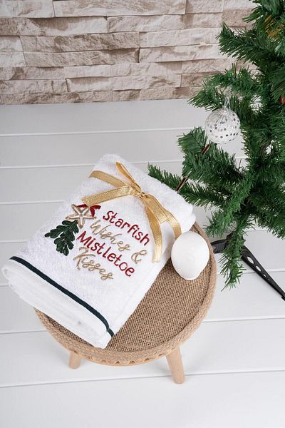 Baveno 100% Bumbac Dublu 50x70 cm Set Prosop & Prosoape Brodate