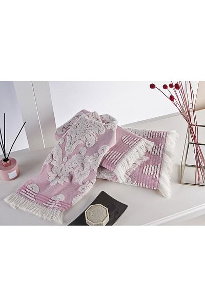 Marie Claire Πετσέτες χεριών 3 συσκευασιών - Paris Albert Indentern Jacquard Dried Rose