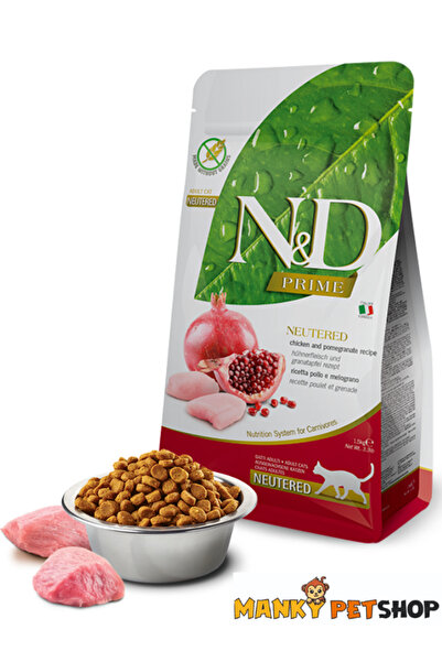 N&D PRIME TAHILSIZ TAVUK&NAR KISIRLAŞTIRILMIŞ YETİŞKİN KEDİ MAMASI (1,5 KG)