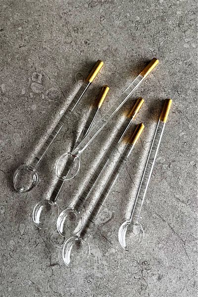 DECOSTYLE Set of 6 Glass Teaspoon with Gold and Silver Detail