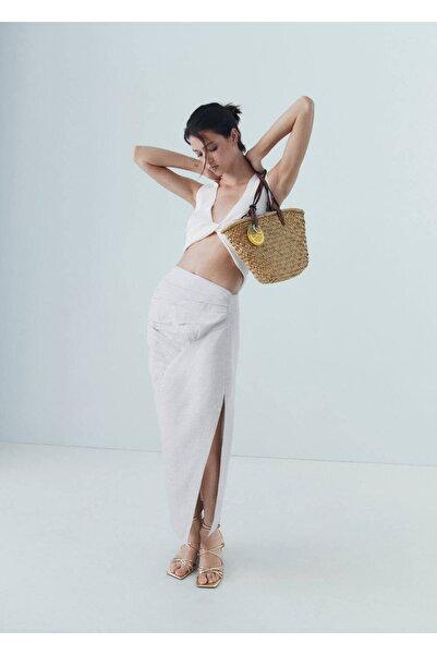 MANGO Woman Natural fiber straw bag