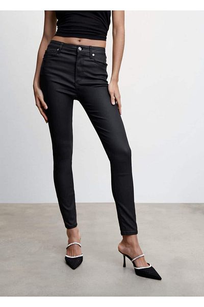 MANGO Woman Waxed High Waisted Skinny Jeans