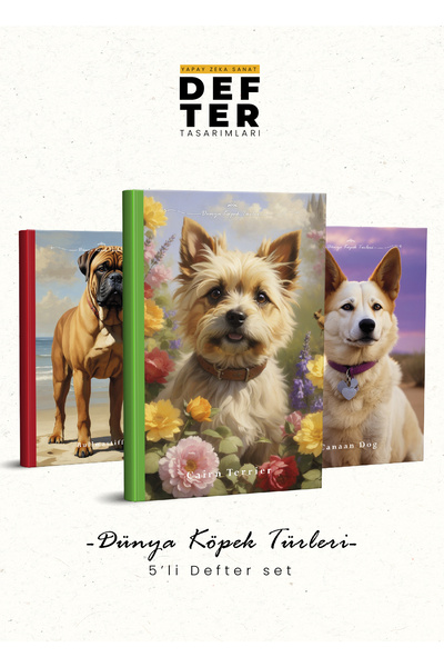 YAPAY ZEKA SANAT Брошури за породите кучета по света, 5 броя KARELİ SET3