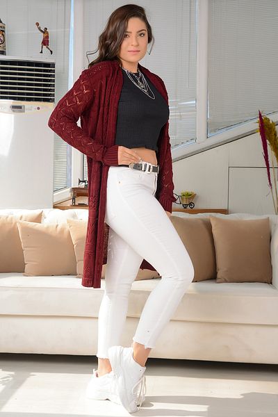 AVORWE Cardigan de tricotaj pentru femei jacquard cu guler șal