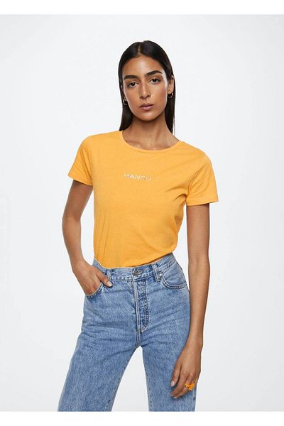 MANGO Woman Tricou cu logo metalic