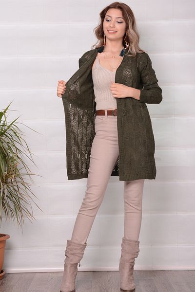 AVORWE Openwork Lace Pattern Look Women's Knitwear Cardigan