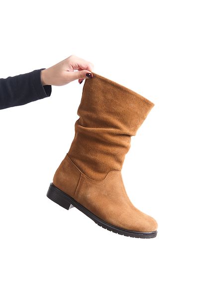 Deripabuc Genuine Leather Tan Suede Women's Leather Boots Trc-7002
