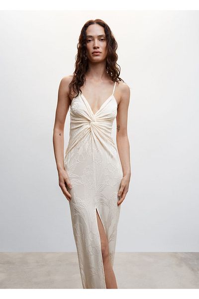 MANGO Woman Slit Knot Detailed Dress
